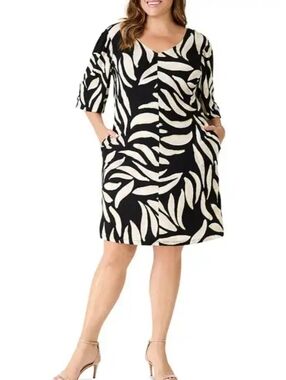 NEW! NIC+ZOE Breezy Leaves Jersey V-Neck Dress Size 1X